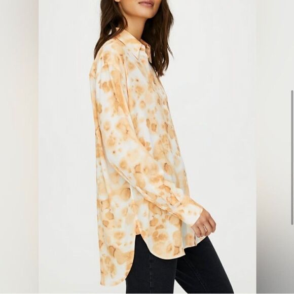 Aritzia Wilfred free Brinkley button up top small yellow white - Picture 2 of 8